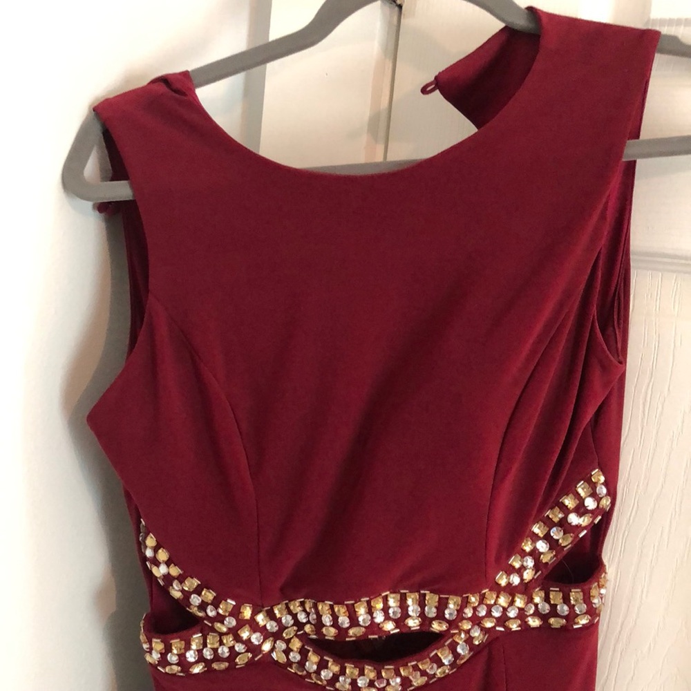 Wine floor length dress with slit